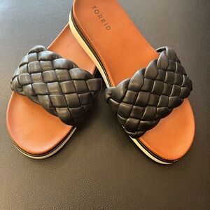 Torrid Black Braided Slide Sandals